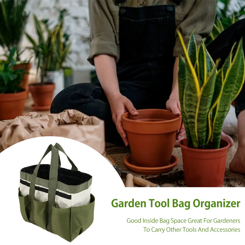 With Pockets Garden Tool Bag Portable Organizer Durable Multi-Purpose Heavy Duty Large Capacity Reusable Indoor Oxford Cloth