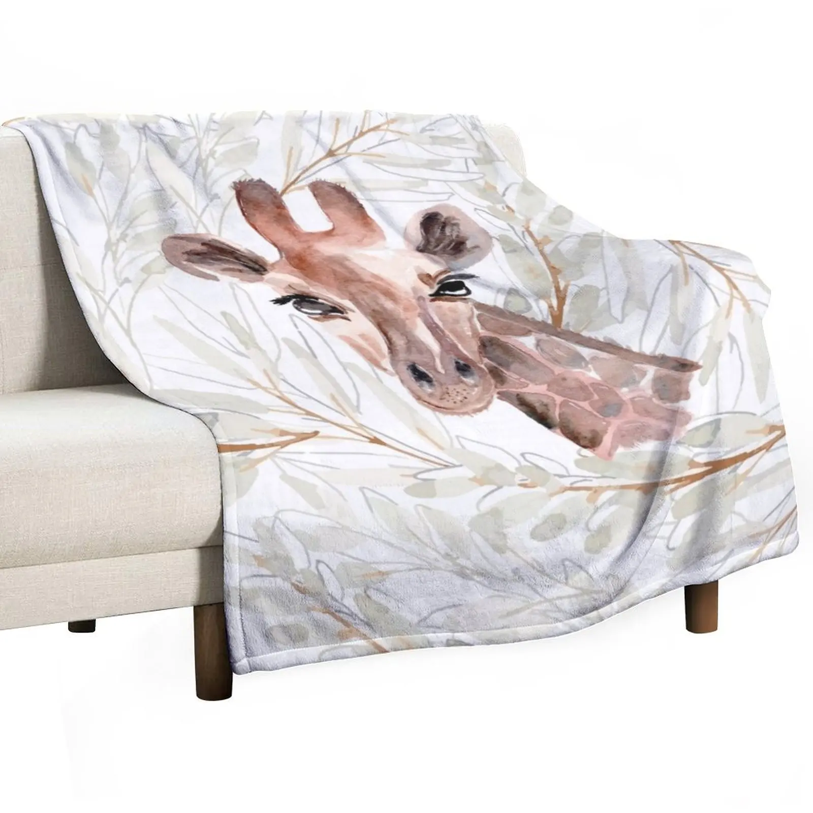 

Watercolor Giraffe Throw Blanket Machine Washable Soft Warm Blanket