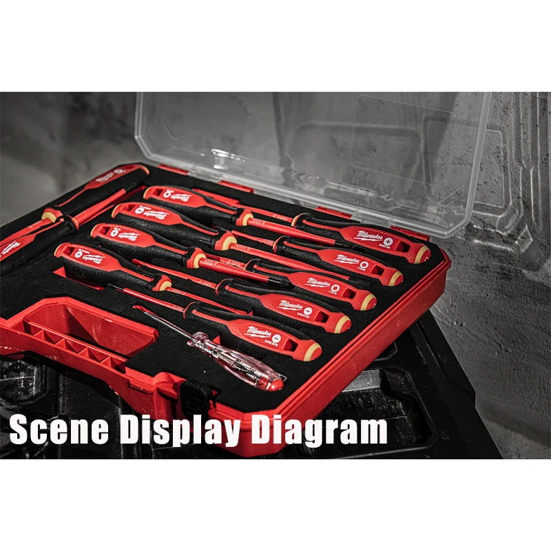 ميلووكي مفك براغي معزول بمقبض مطاطي ثلاثي الاتصال PH/مشقوق VDE 60-150 سلسلة أدوات يدوية من الدرجة الصناعية #6