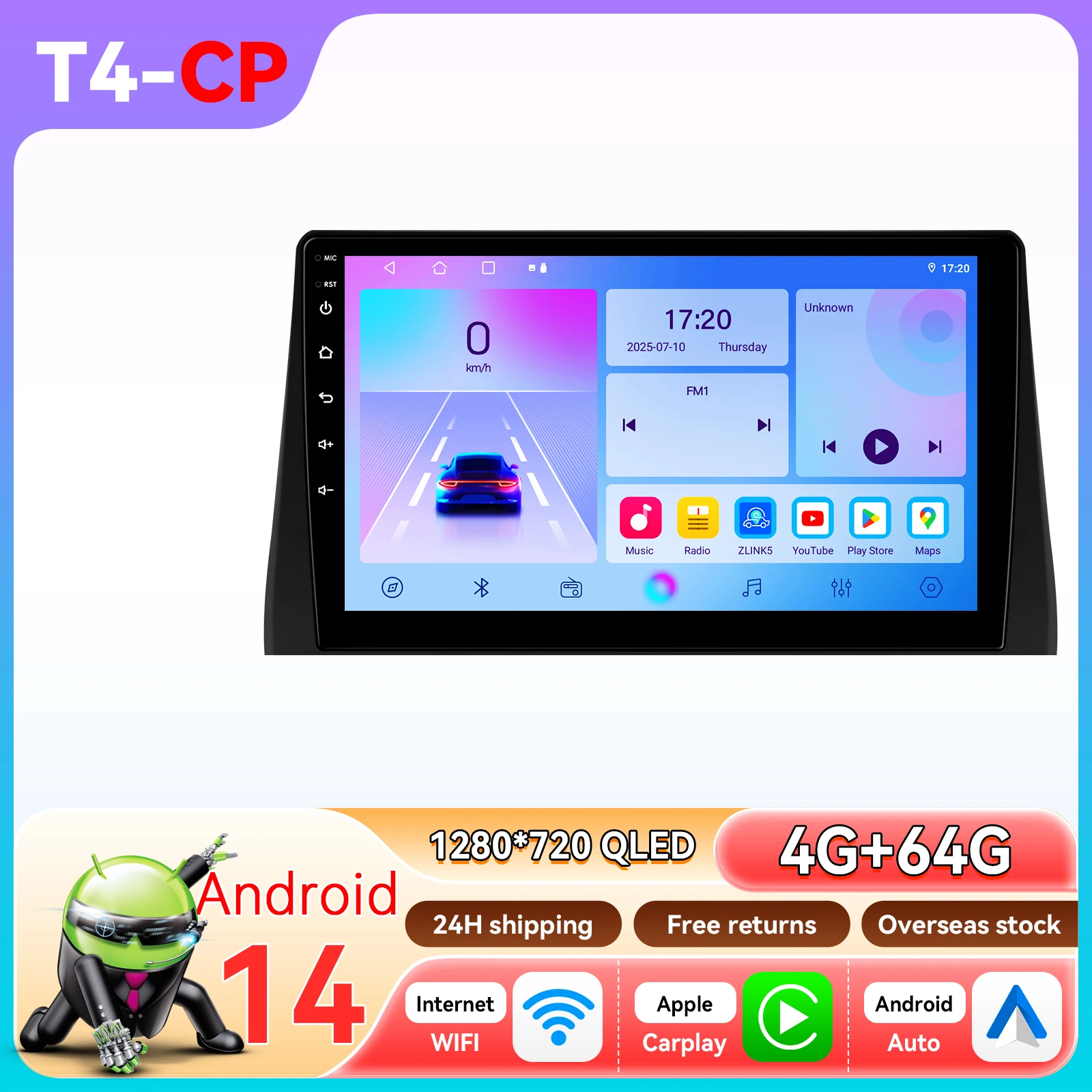 Hizpo 10.1“ Android 14 Head Unit Smart Monitor voor FIAT DOBLO 2021 - 2024 Autoradio Auto Multimedia Speler 2Din GPS DSP 360 Camera