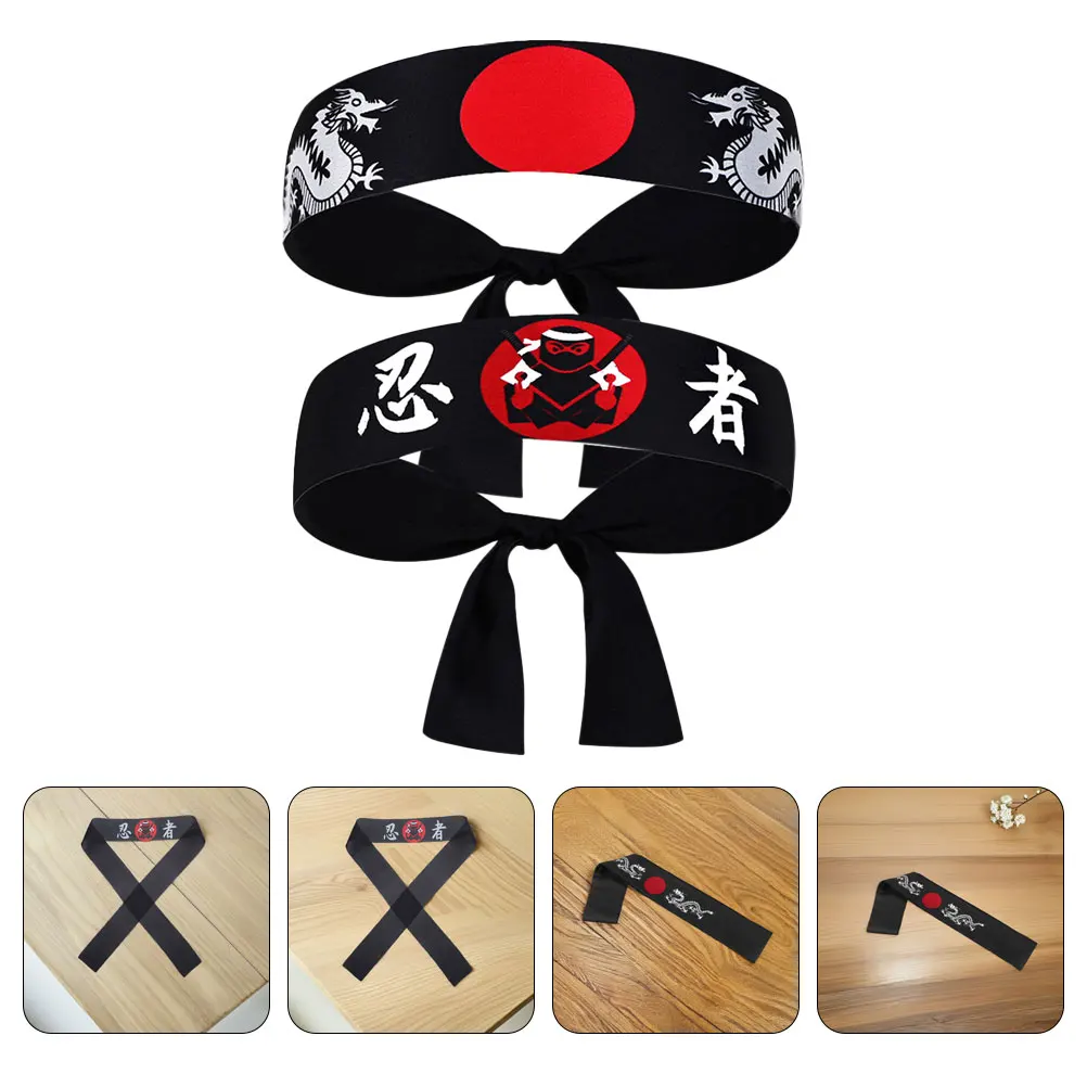 

4pcs Japanese Headband Karate Chef Hairband for Women Kids Party Sushi Costume Accessories Sweatband Lightweight