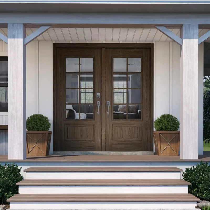 Anti-theft door Grade A wood grain rural self-built house courtyard villa doors and windows entry door double door modern glass