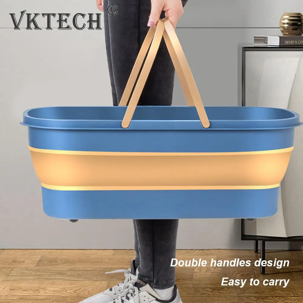 Collapsible Portable Wash Basin Dishpan With Handle Foldable Mop Bucket Fishing Pail Tools Large Capacity Barrel Space-Saving