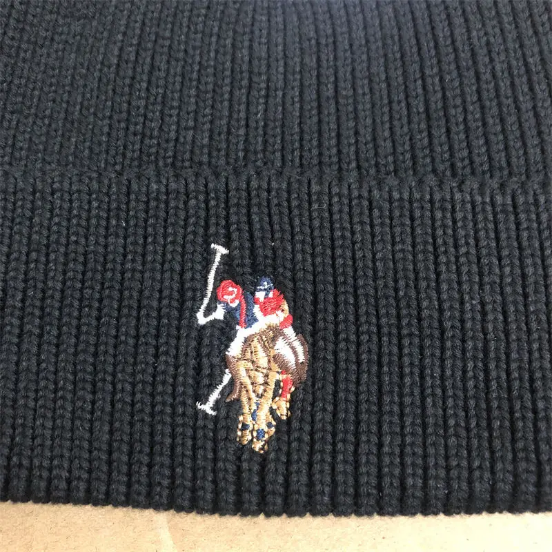 Marca POLO Paul, gorro cálido de invierno de alta calidad, gorro tejido para hombre, gorro grueso para mujer, gorro tejido para ciclismo