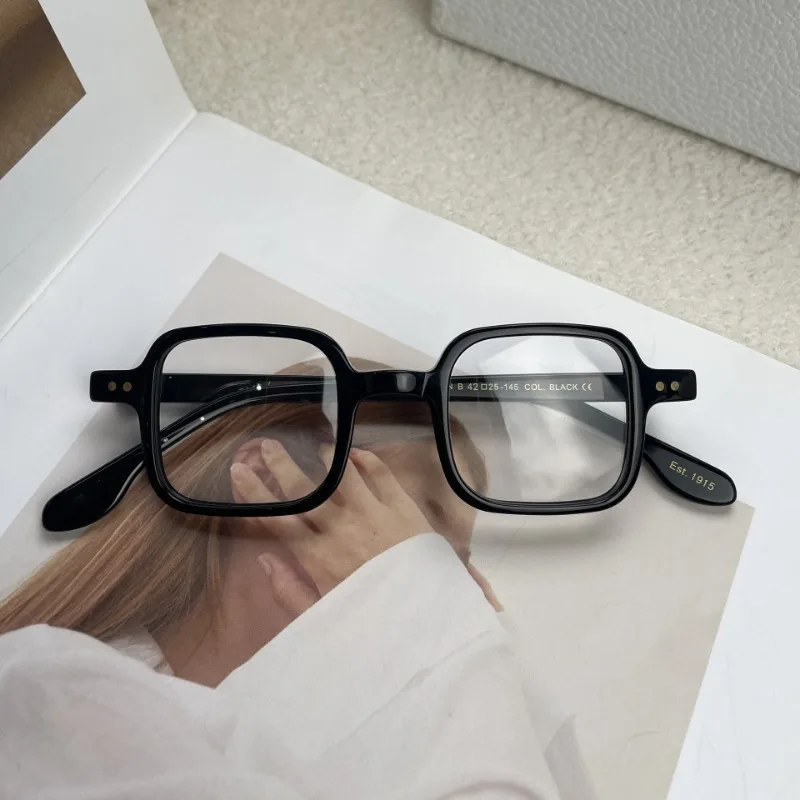 Small Face Square Handmade Myopia Can Be Matched with The Degree of Female Retro High-grade Plate Niche Glasses Frame Fashion