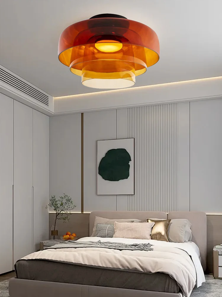 Imagem -03 - Lâmpadas de Teto de Vidro Laranja para Decoração de Quarto Eletrodomésticos Design Simples Iluminação Moderna 2024