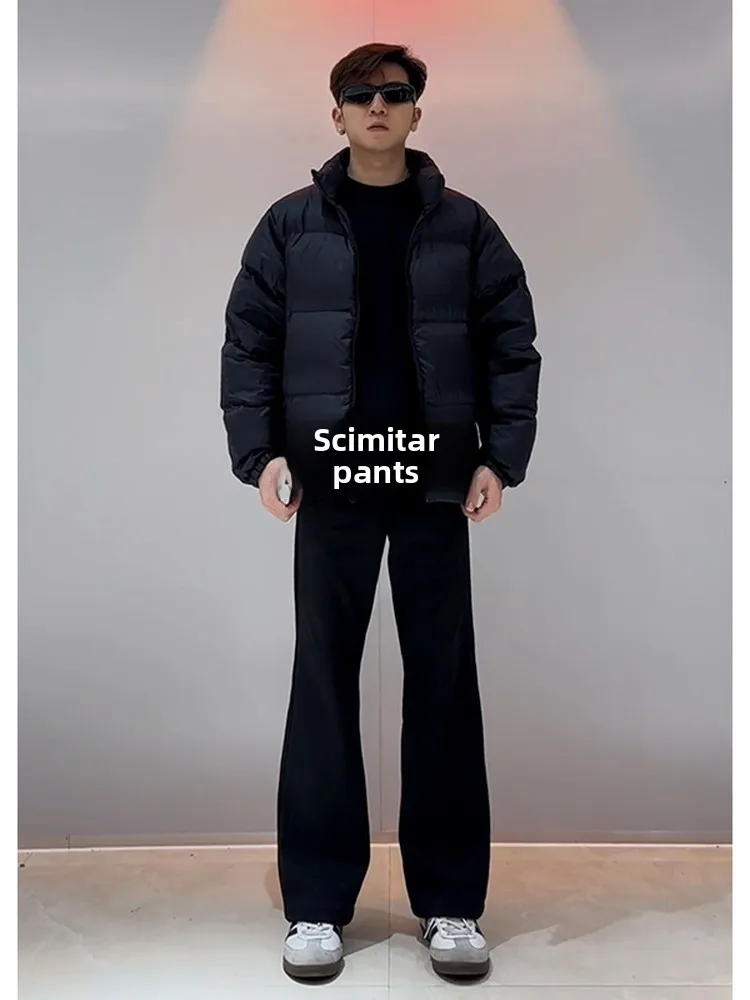 

Мужские брюки прямого кроя Slim Fit из полиэстера на молнии, средней посадки, для повседневной носки, осень-зима