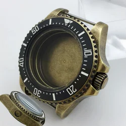 BLIGER 43mm Bronze Dome Sapphire Glass SEA Diver Brushed  Watch Case Fit NH34 NH35 36 ETA2824 PT5000 Movement Screw Crown