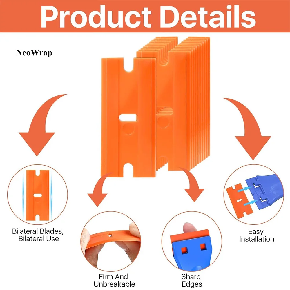 Plastic Glass Scraper Replacement Blades Scraper for Hob Car Decals Remover Oven Scraper Glue Labels & Paint Removal Tool