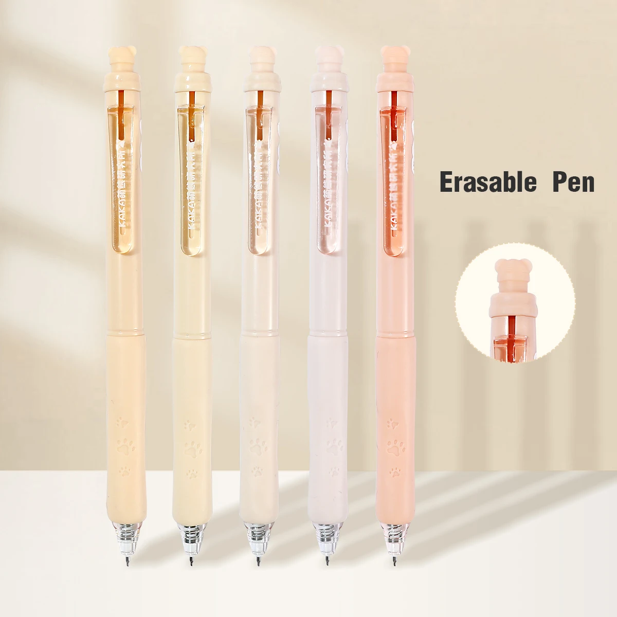 

5pcs Retractable Erasable Pens, 0.5mm Black/Blue Ink Gel Pens, Quick Dry Erasable Erasable Pens and Rubber,