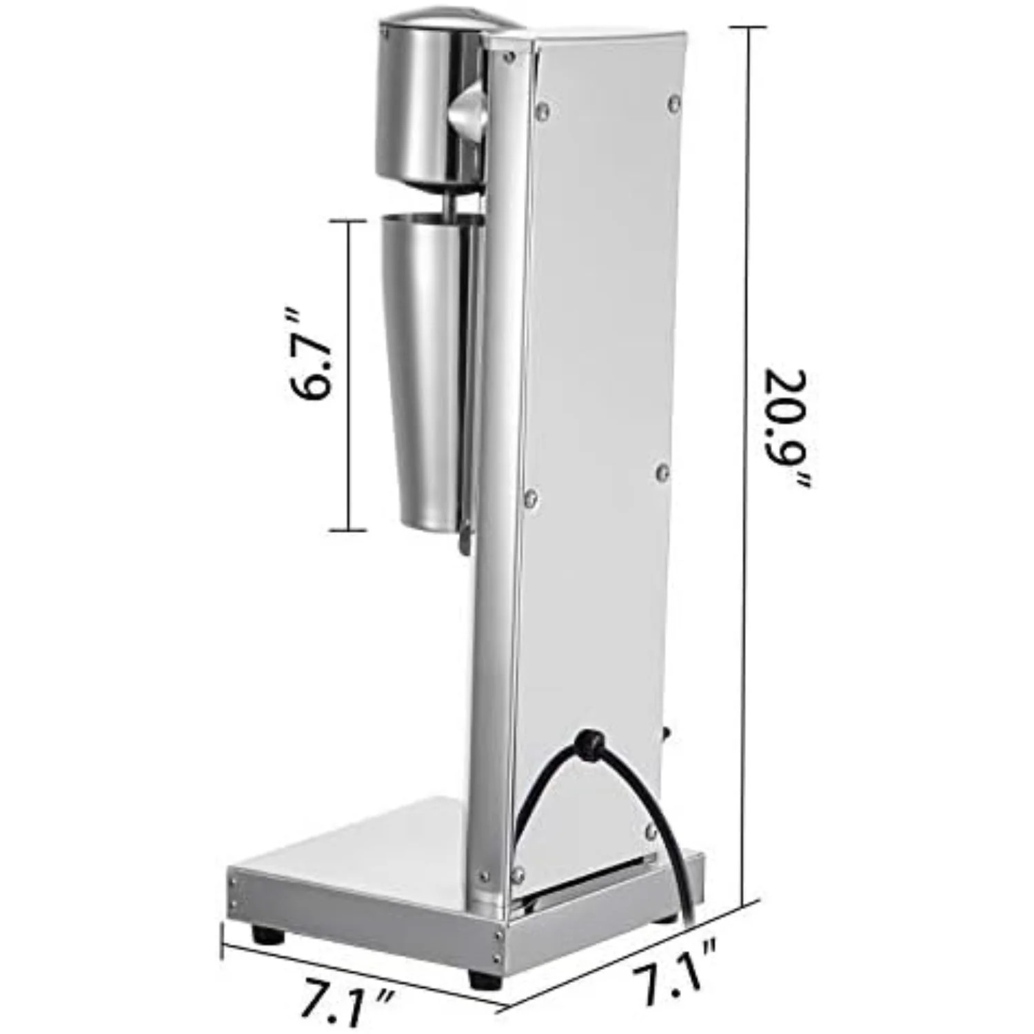 Zestaw do elektrycznego robienia koktajli mlecznych ze stali nierdzewnej o mocy 180 W z pojedynczą głowicą - srebrny, 2 regulowane prędkości, kubek 800 ml - maszyna klasyczna