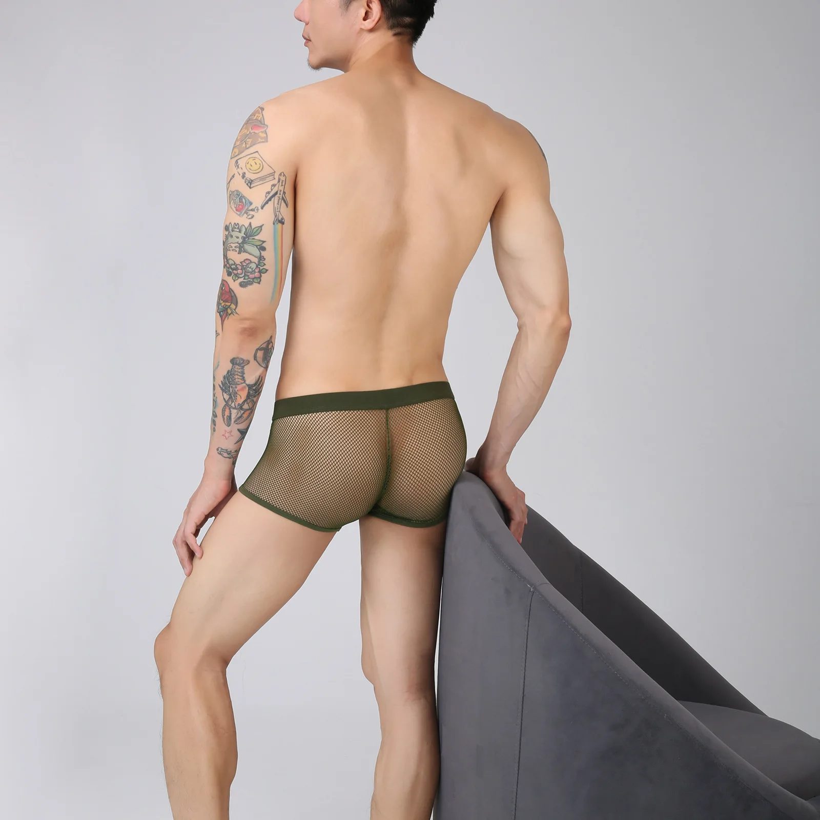 Mesh Boxers Men Transparent Underwear Man Cueca Sexy Boxer Shorts Hollow Lingerie Underpants Panties Trunks