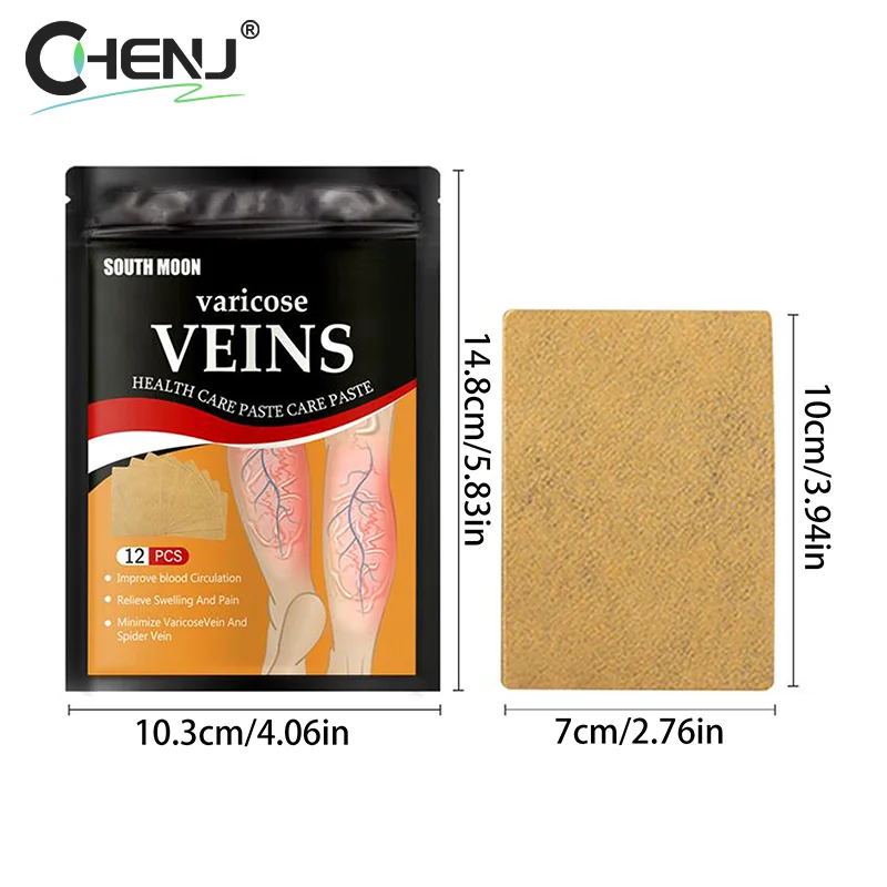 12PCS Unisex Varicose Veins Treatment Patch Legs Sore Swelling Plaster Promote Metabolism Promote Smooth Blood Circulation