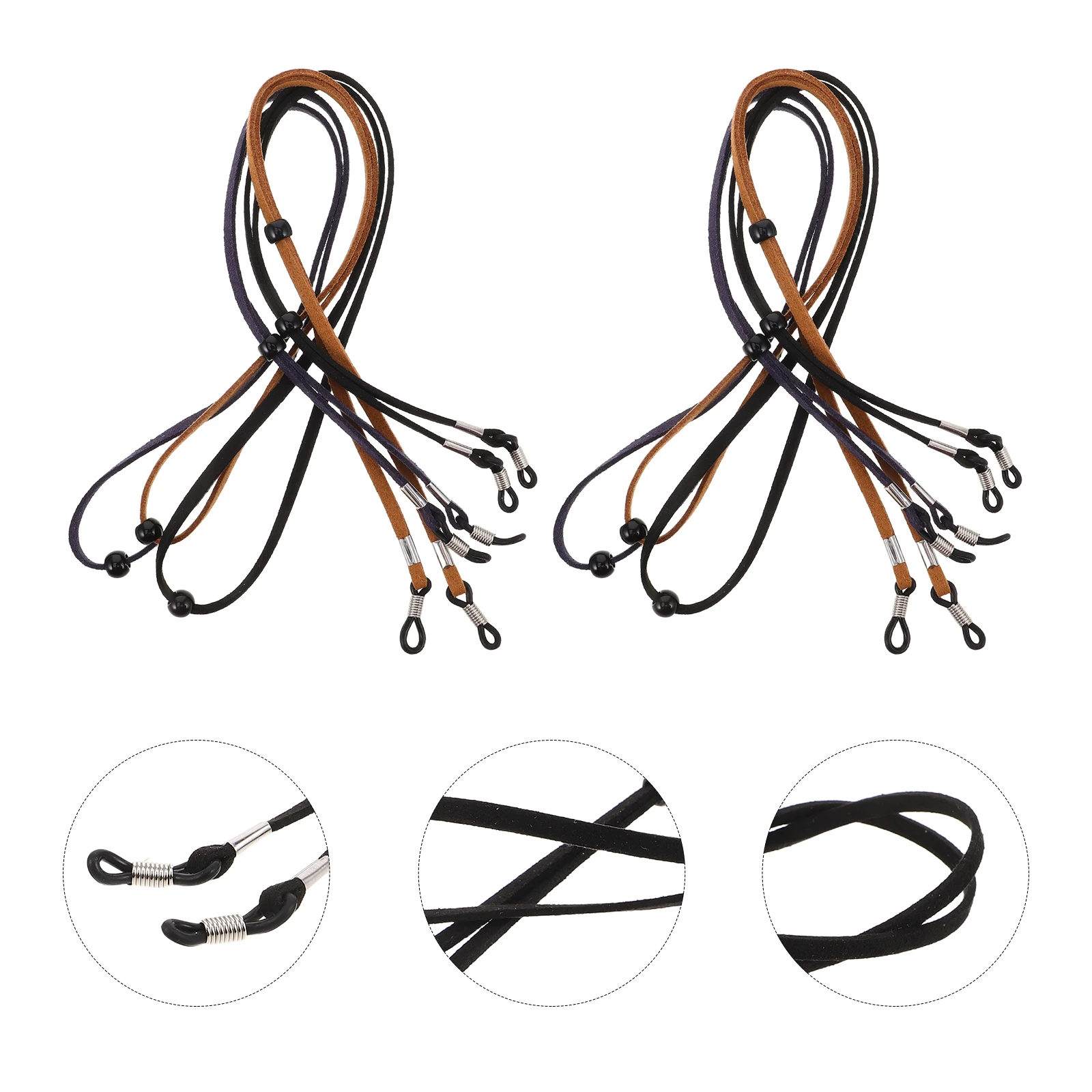 

6pcs Suede Glasses Neck Strap Anti-Slip Adjustable Sunglasses Holder For Sports Daily Use Durable Eyeglass Retainer Cord Fashion
