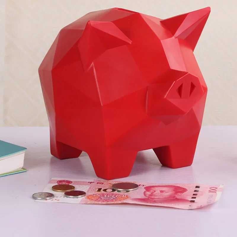Nordic children's coin savings piggy bank, geometric pink safe piggy bank, home decoration accessories children Money Boxes, 1Pc