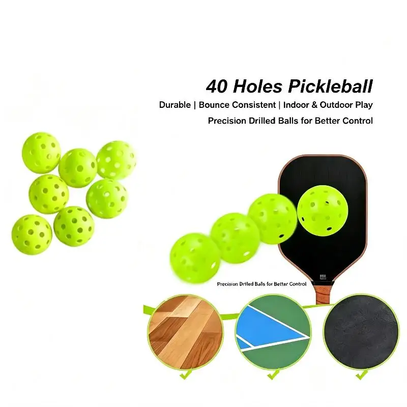 6/12pcs Durable 40 Hole Pickleballs With High Bounce Bright Colors For Indoor Outdoor Training MatchesUniversal Box