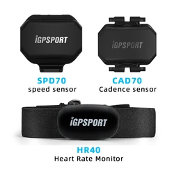 IGPSPORT-Capteur de vitesse SPD70 CAD70, prise en charge de la cadence du vélo HR40 HR70, mode touristes, moniteur de fréquence cardiaque pour Garmin BSC100S BSC200 BSC300 , Bryton, XOSS, G2 Plus