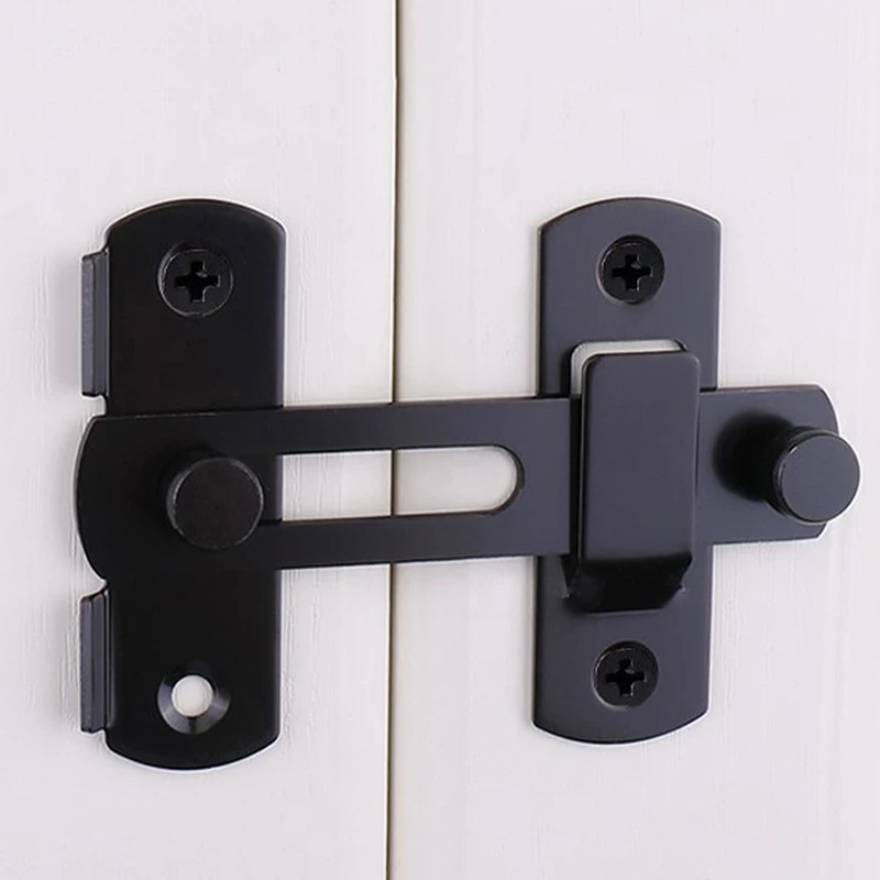 Door Lock Guard Latch Bolt 90 180 Degree Stainless Steel Toggle Latch Sliding barn Door Lock Black Iron Right Angle barn Lock