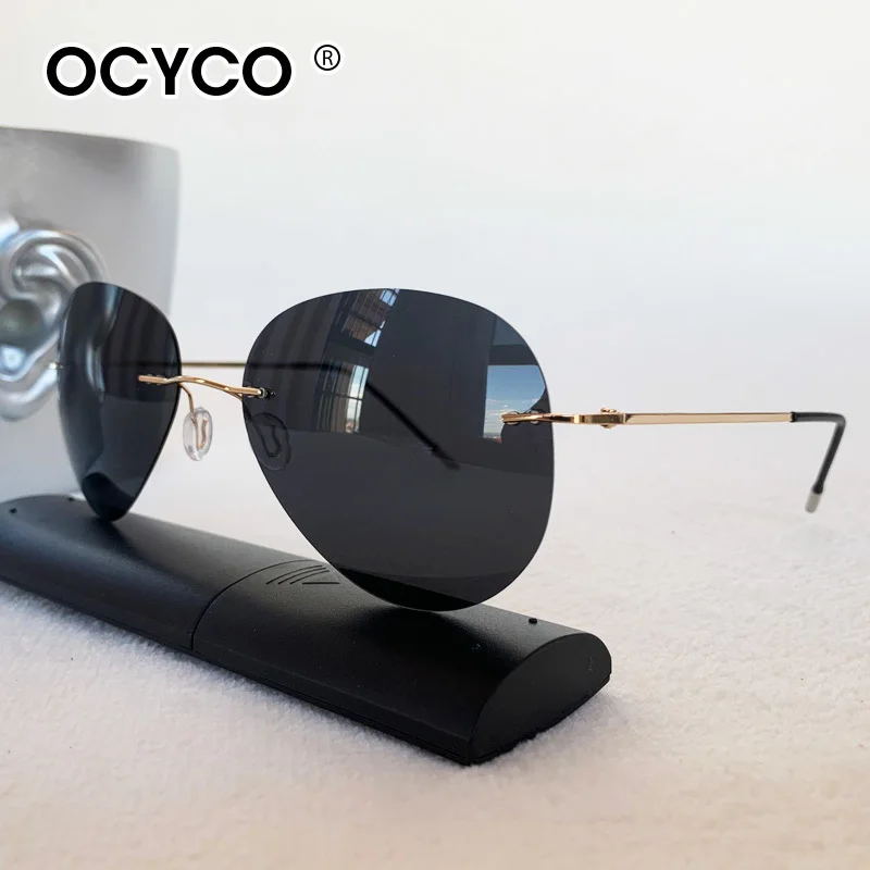 OCYCO 2026 Pilot Polarisierte Sonnenbrille Herren Randlos Legierung Ultraleicht Sonnenbrillen Damen Fahren Sport Angeln Sommer-Stil