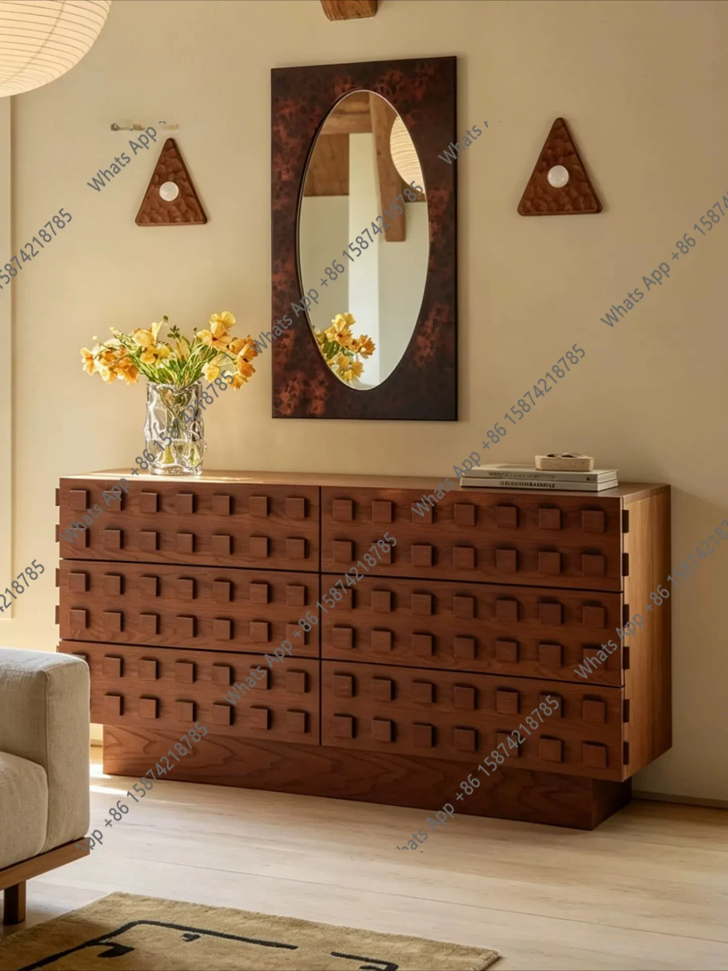 

BJ Designer Second-hand Chest Of Drawers For Home Bedroom Designer Creative Six-drawer Wabi-sabi Cabinet Storage Storage