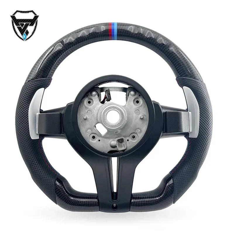 Black Carbon Fiber Color Label Handle Semi Perforated Modified Steering Wheel For BMW 2021-2022-2018-2020 ZC-M6-YD-T1