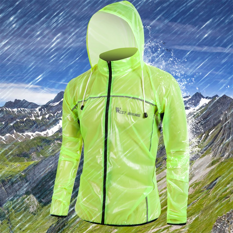 WEST BIKING Bicycle Raincoat Windproof Jackets Waterproof MTB Road Bike Cycling Reflective Windbreaker Outdoor Hiking Climbing