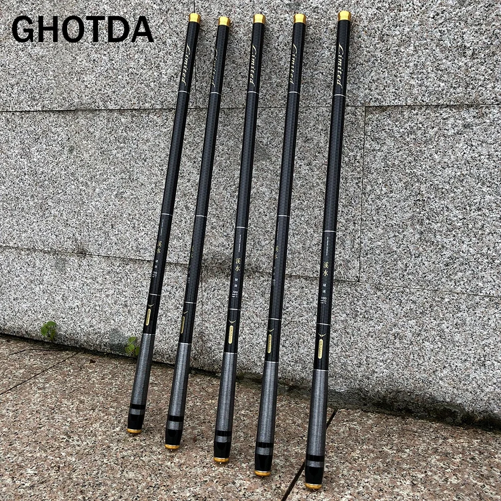 GHOTDA 3.6M-7.2M Telescopic Fishing Rod High Carbon Portable Super Hard Stream Rod