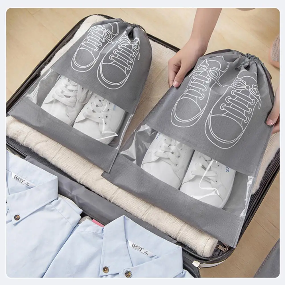 5/10 stücke Schuhe Lagerung Tasche Closet Organizer Vlies Reise Tragbare Tasche Wasserdichte Tasche Kleidung Eingestuft Ziehen Hängen Tasche – Detail 3