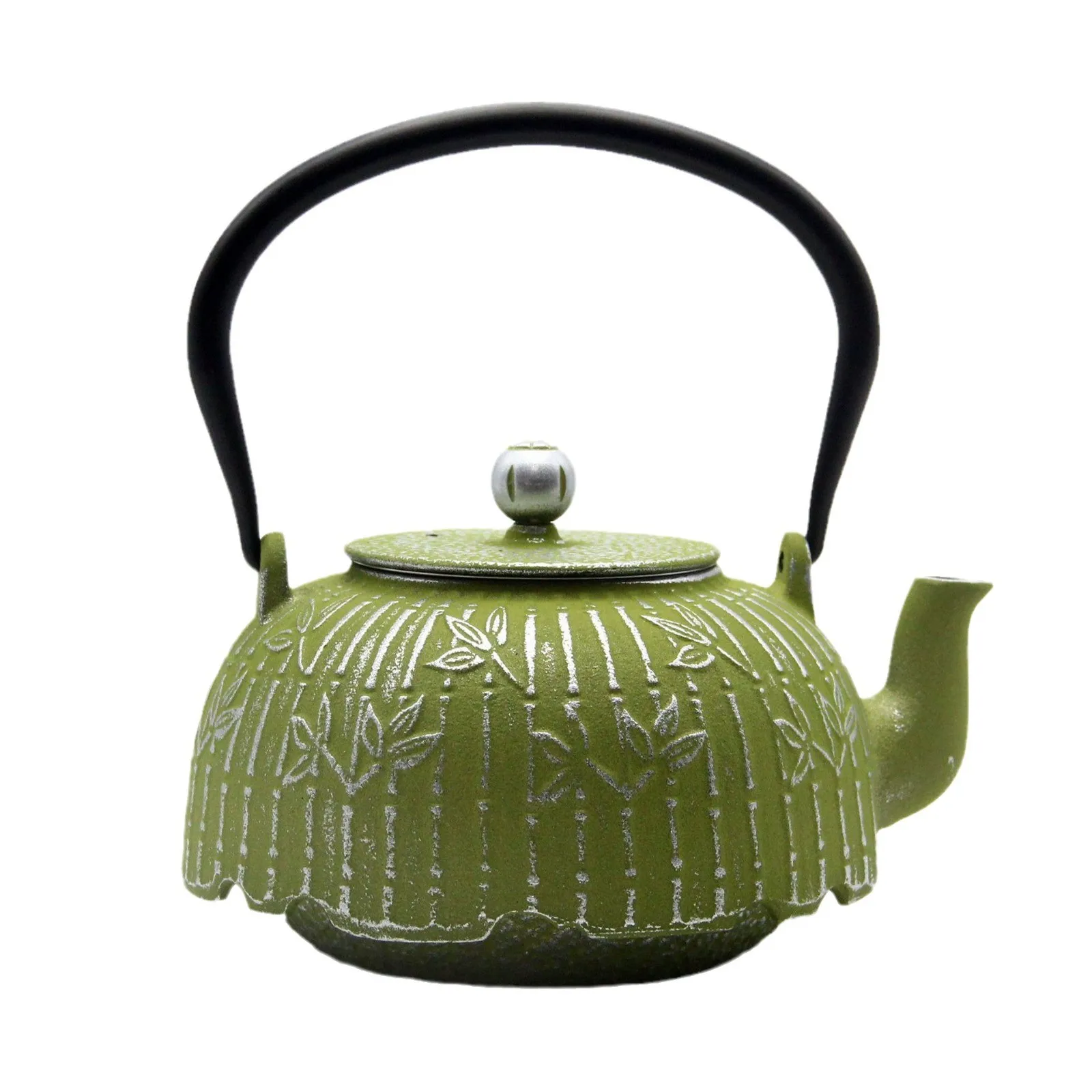 40.6oz Cast Iron Teapot with Stainless Steel Strainer for Loose Tea, Small Tea Kettle for Stovetop Safe, Green Enameled Tea Pot