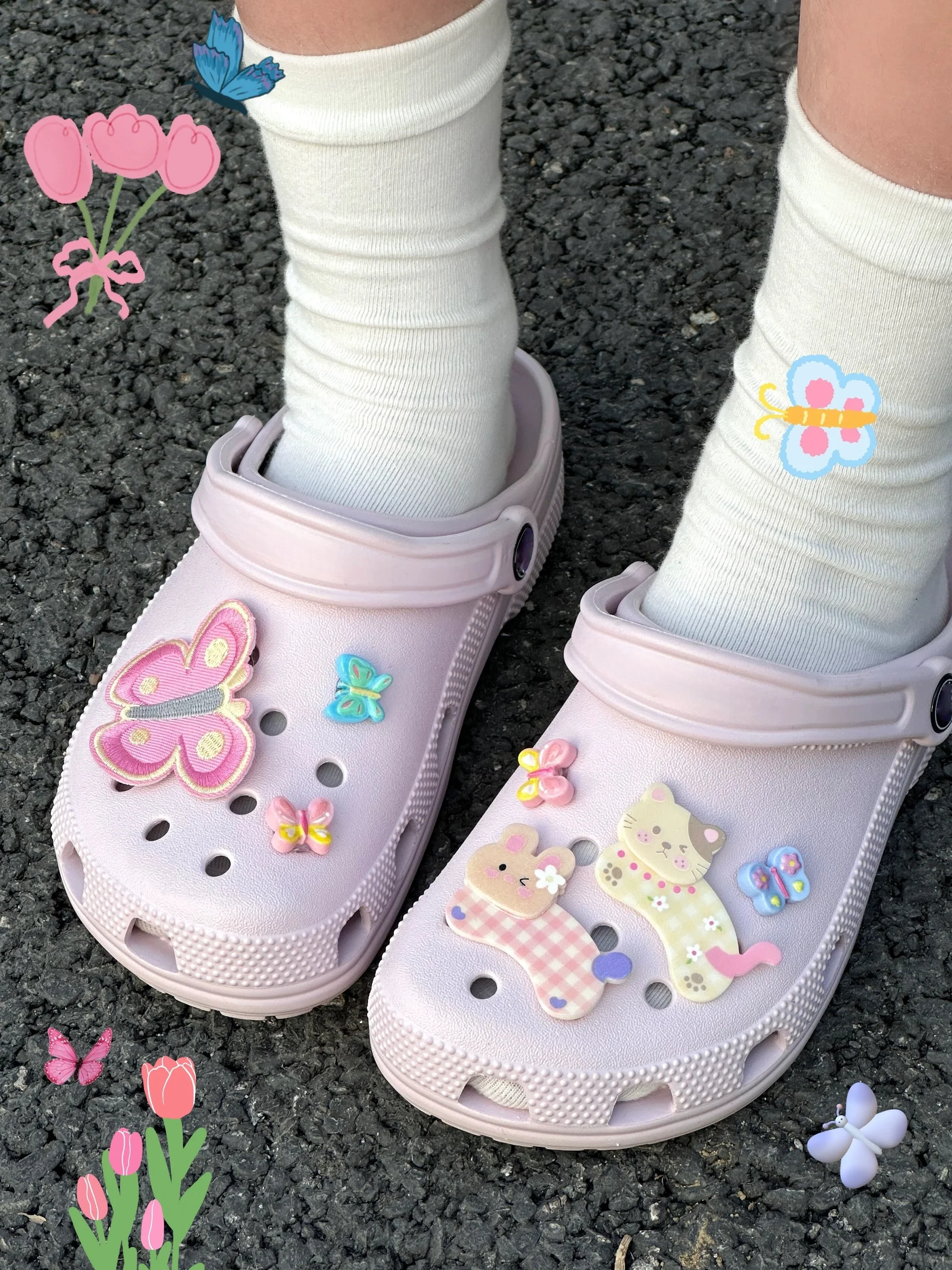 

Ins Shoes Charms Removable Textile Crafts Butterfly Shoe Accessories for Girls Summer Shoes DIY Gift Hole Shoes Decoration