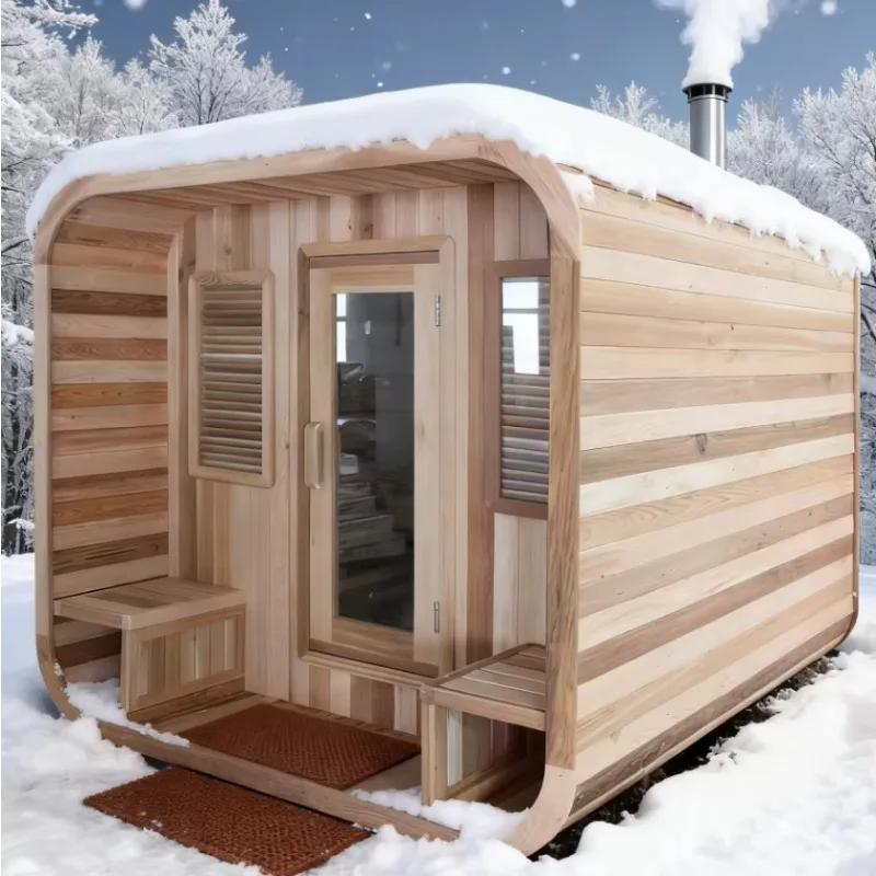 Customized 3-4 Person Indoor Outdoor Infrared Sauna, Canadian Red Cedar Wood Dry Steam Sauna with Computer Control Panel