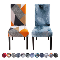 1PC Geometric Dining Chair Cover Spandex Elastic Chair Slipcover Case Stretch Seat Cover for Home Hotel Banquet Living Room