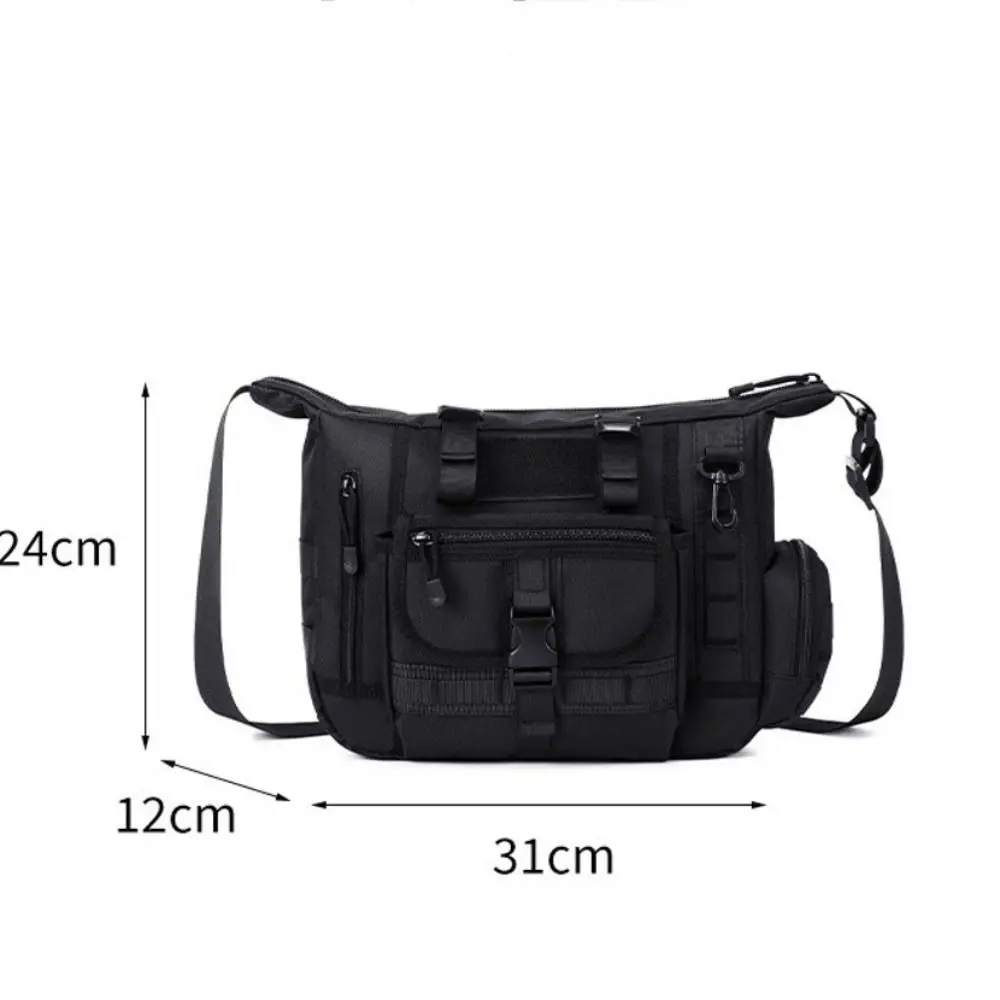 Oxford Cloth Messenger Bag Multi Pocket Zipper Closure Laptop Satchel Buckle Closure Adjustable Strap Multi Pocket Bag Daily Use