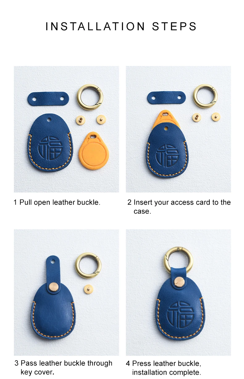 Echtes Leder für AirTag Schlüsselanhänger, Zugangskontrollkarten-Schutz, tragbarer NFC Smart Key – Detail 10
