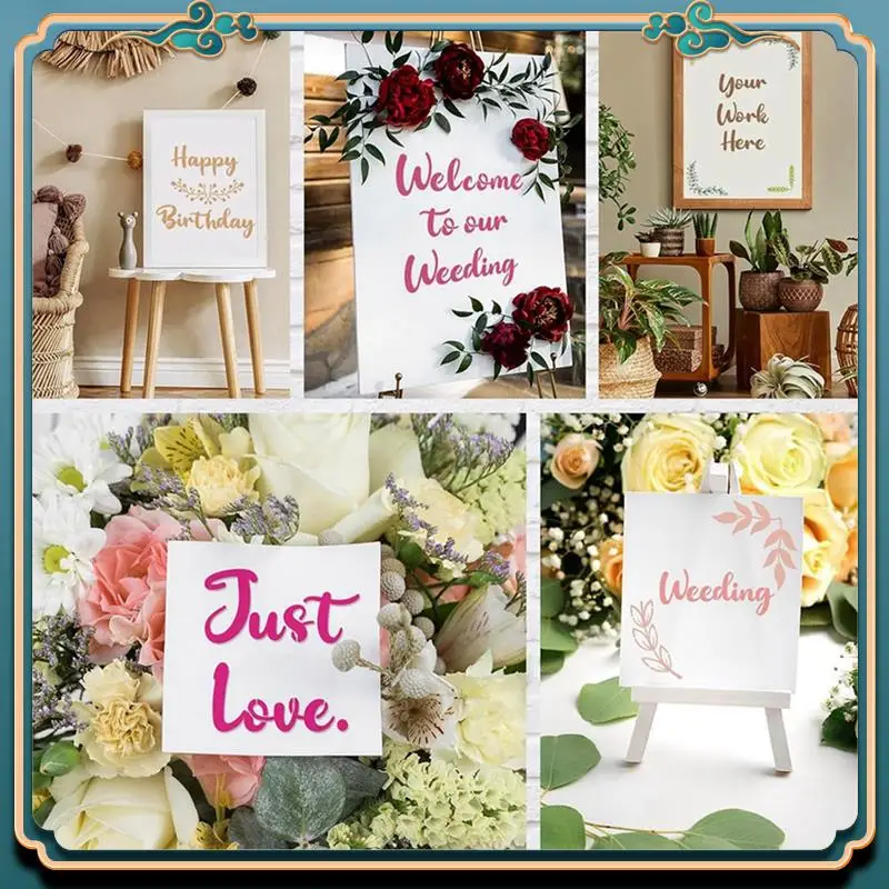 (جديد) - مجموعة رسم حروف أبجدية استنسل الخط مكونة من 50 قطعة - أبجدية استنسل مخطوطة قابلة لإعادة الاستخدام تتضمن حروف وأرقام