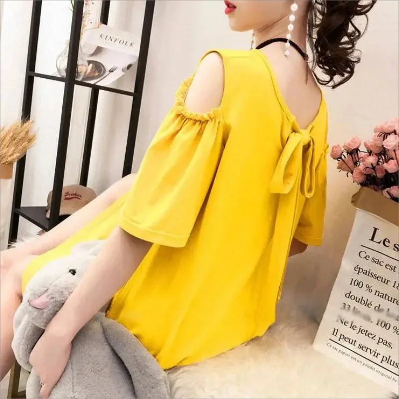 Women Patchwork Sexy Off Shoulder T Shirt Beach Midi Dress Summer Trendy Short Sleeve Chic Simple Party Dresses