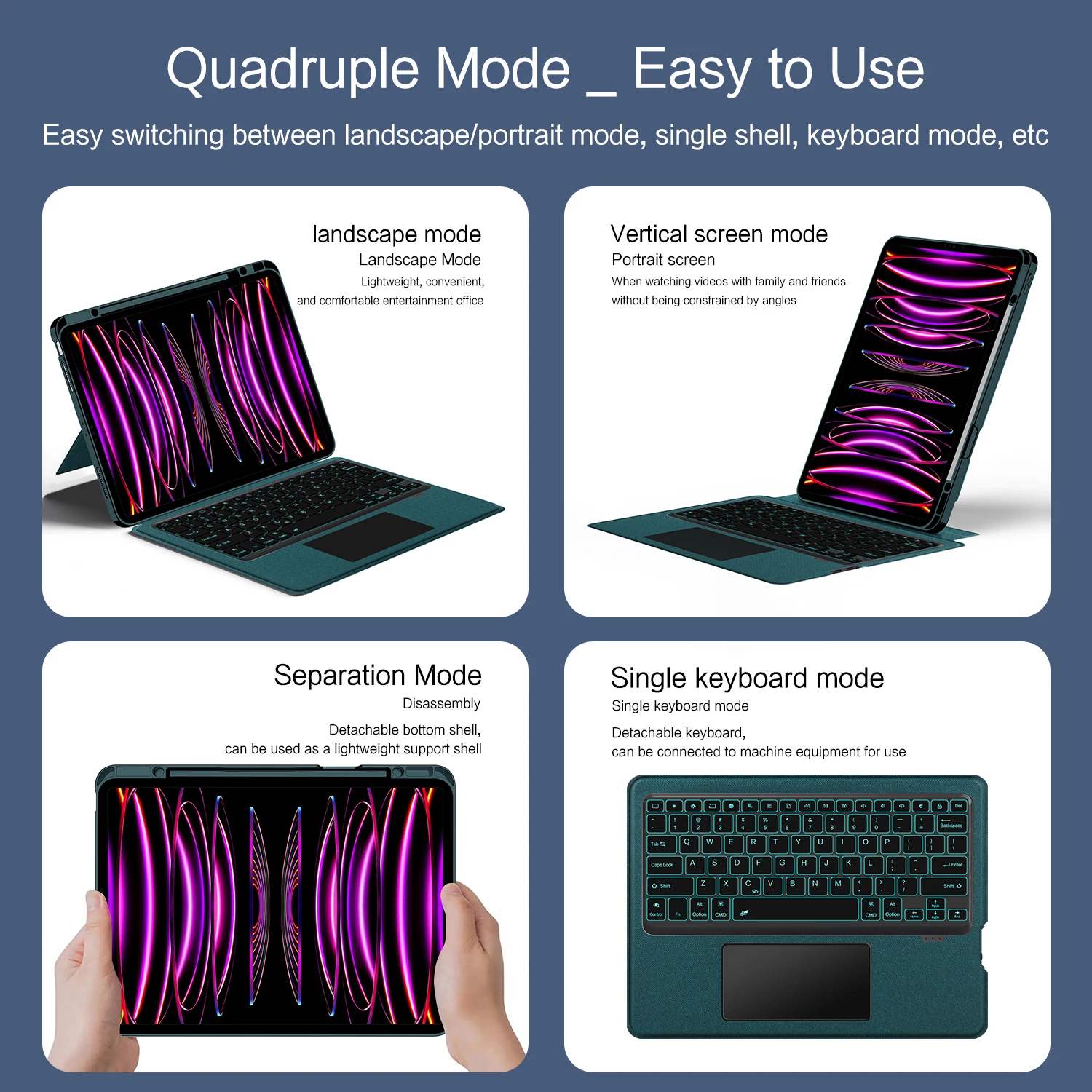 Custodia con tastiera magica per iPad Air 13 pollici M3 2025 M2 Pro 12.9 Tablet Spagnolo Portoghese Ebraico Tedesco Coreano Tastiera Cover Folio