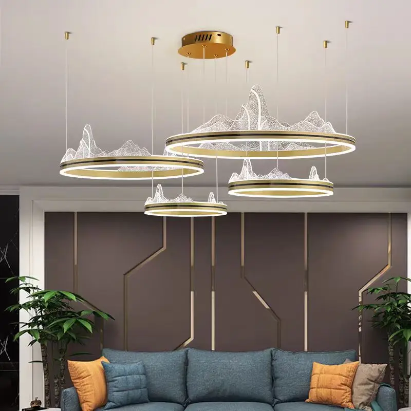 

Modern Simple Luxury LED Chandelier Acrylic Creative Round Petal Living Room Dining Room Bedroom Decorative Lamps