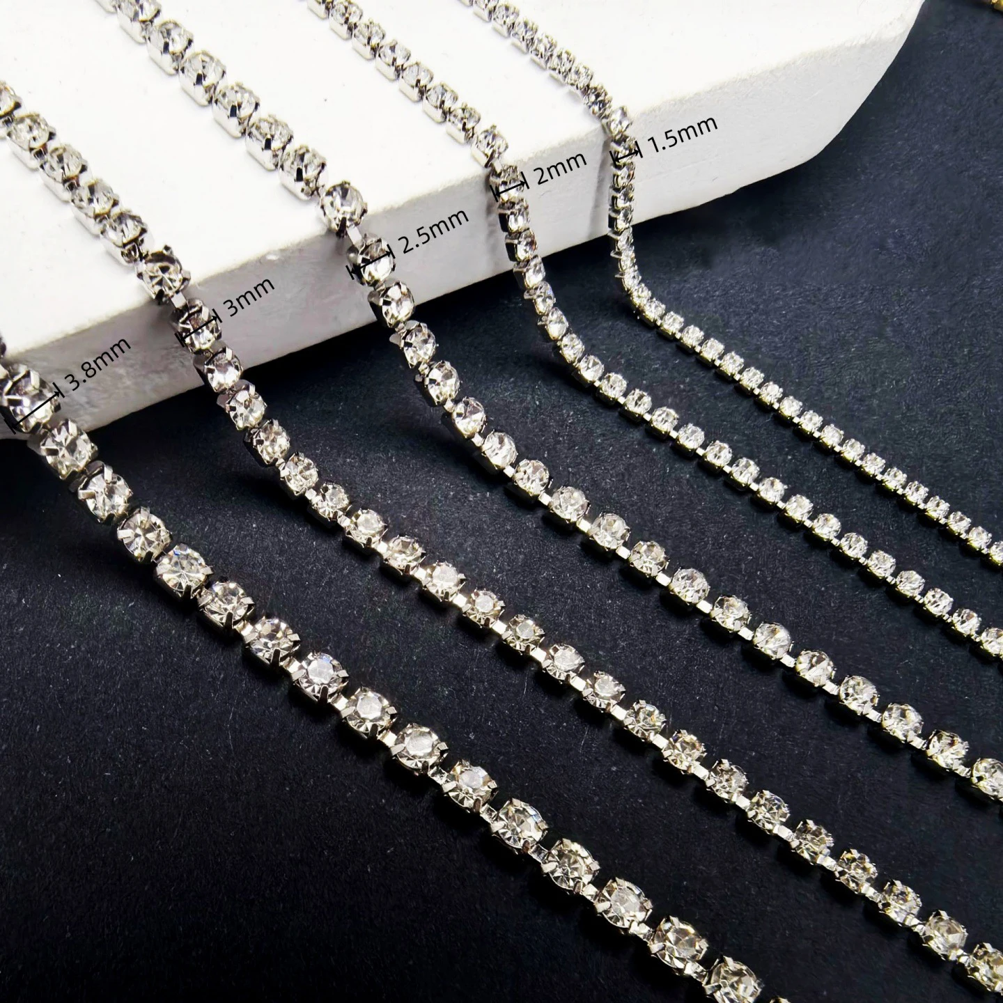 1Meter Shiny Crystal Rhinestone Chain Sew-On Glue-On Trim Cup Chains For DIY Bracelet Necklace Jewelry Making Supplies Materials