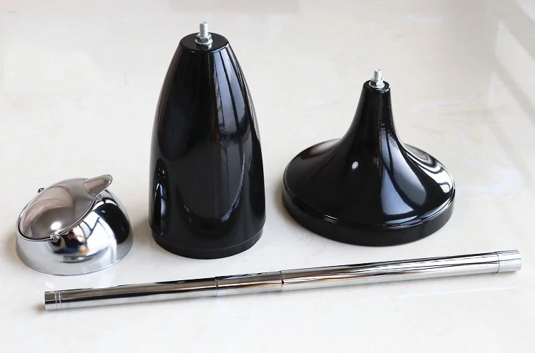 Modern Portable Metal Ashtray with Self Cleaning Lid Adjustable Height Large Capacity Minimalist Design for Outdoor Use