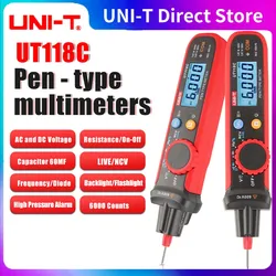 UNI-T Pen-Type Digital automatic Multimeter UT118C 600V DC AC Voltmeter True RMS Frequency Meter NCV Capacitance Resistance Test