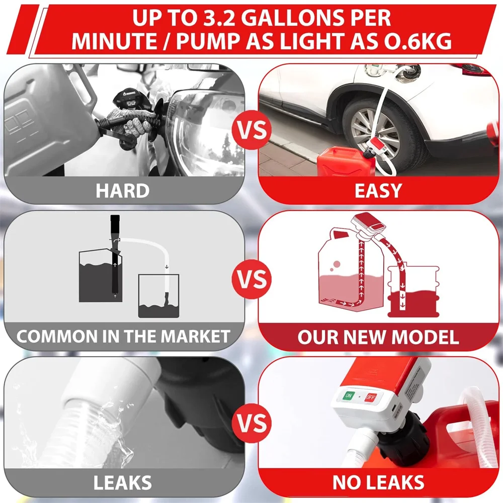 

Электрический масляный насос, автоматический насос для перекачки топлива, датчик защиты от утечек, 2,4 галлона в минуту с 4 адаптерами для бака, 5 шлангов, электрический масляный насос