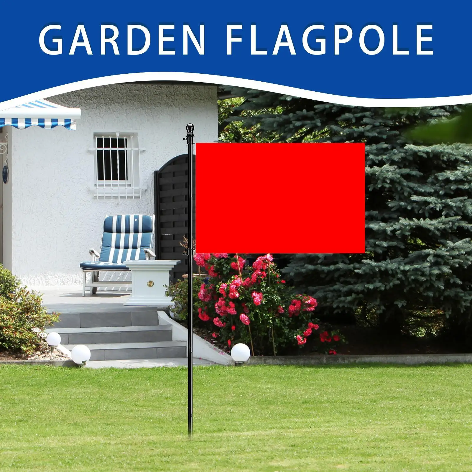 Porch Flag Pole 3.8ft Adjustable Height In Ground Flagpole Stainless Steel No Wrapping Flagpole For Homeowners Business Owners