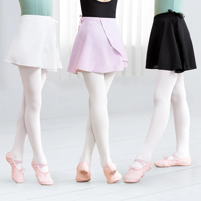 Dziewczęcy balet spódnica wiązana czarny spódnica do tańca maluch spódnica szyfonowa różowy spódnica baletowa z regulowany pasek