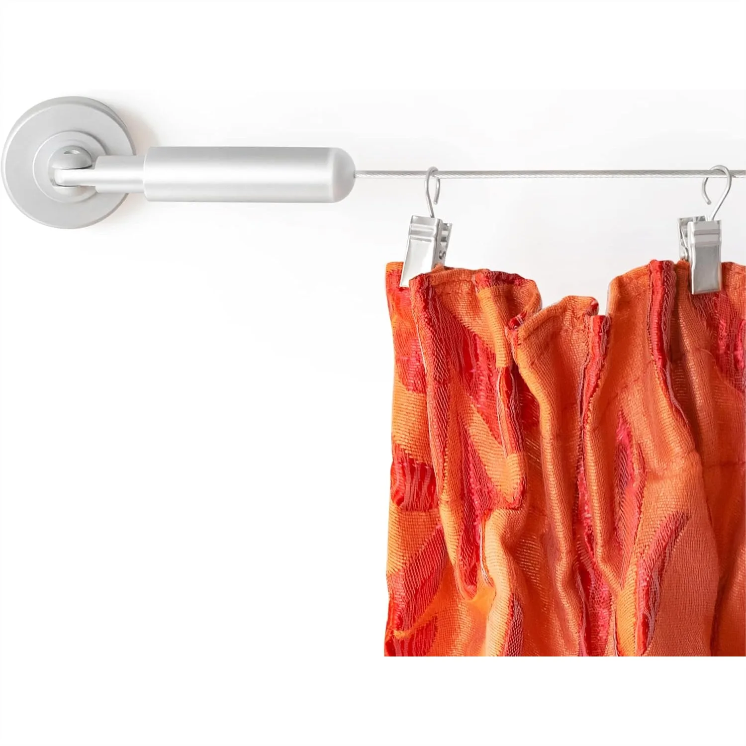 Curtain Wire Hanging System - 16ft Stainless Steel Room Divider Rod with Clips