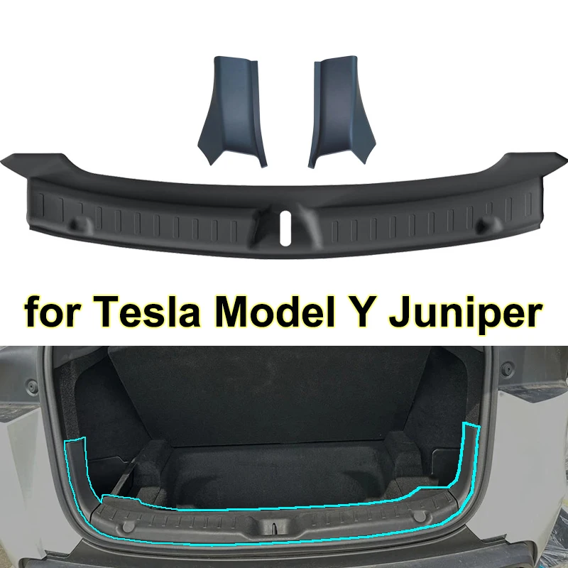 

For New Tesla Model Y Juniper 2025 Rear Trunk Door Sill 3D Full Protector Cover TPE Bumper Guard Cargo Liner Mat Protection Part