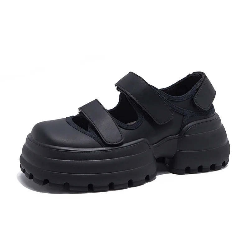2025 Summer New Thick-Soled Casual Sandals Heightened Sports Beach Sandals Square Toe Hook & Loop Platform Fashion Sandals