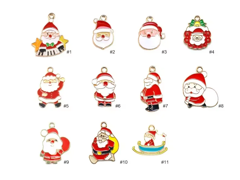 

10pcs, Enamel Santa Charm, Christmas Earring Charms, Santa Claus Charm, Christmas Charms For Jewelry Making DY91