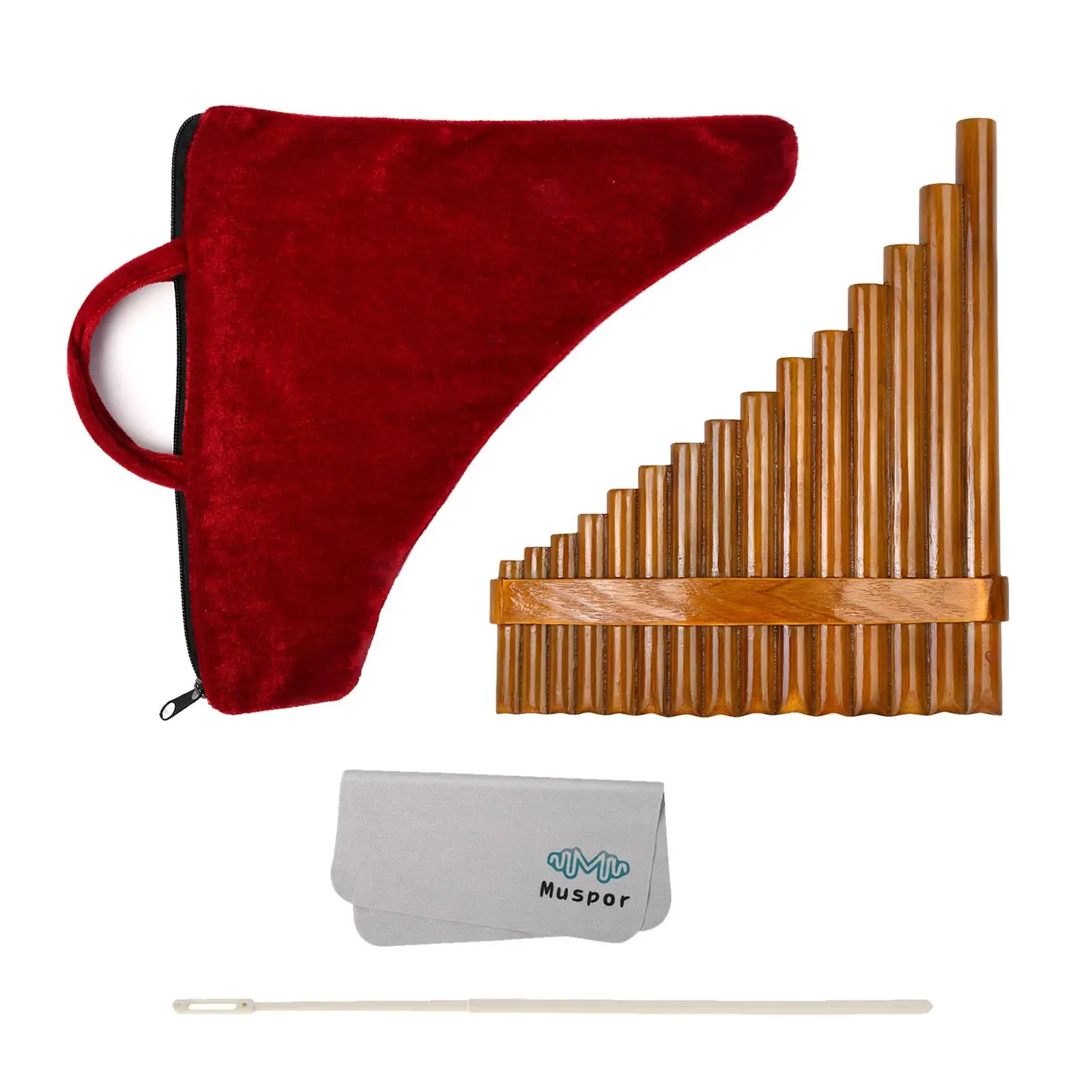 Pan Pipe Woodwind G Key 1 Set Instrument Curved Musical Natural 15 Pipes Chinese Traditional Musical Instrument for Beginner