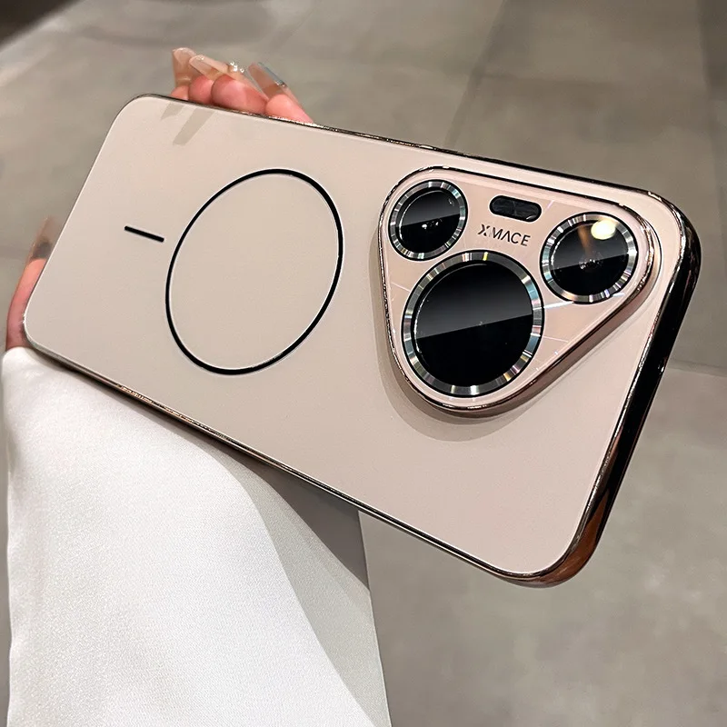 

Electroplating Laser Full Package Lens Magnetic Compatible with Huawei pura80 Pro Frosted Phone Case pura 80/70 Anti-Fall